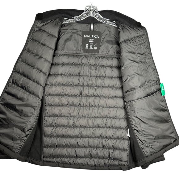 Nautica Men’s Quilted Softshell Jacket XL Black Full Zip Resistant Warm Coat New - Picture 5 of 11